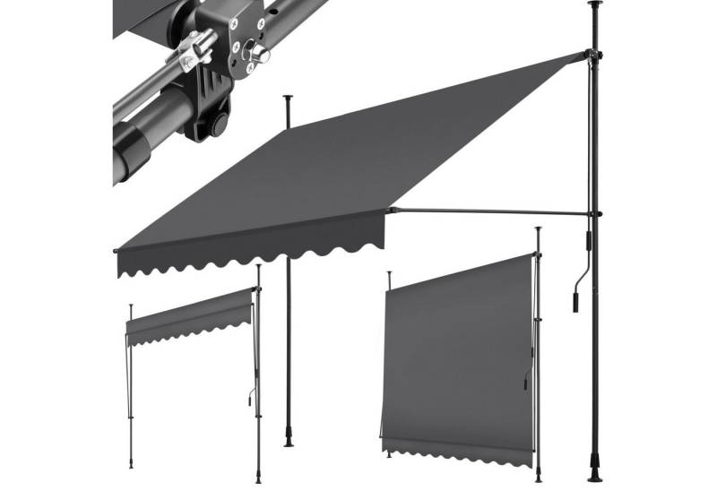 tectake Klemm-Senkrechtmarkise Klemmmarkise mit Handkurbel von tectake