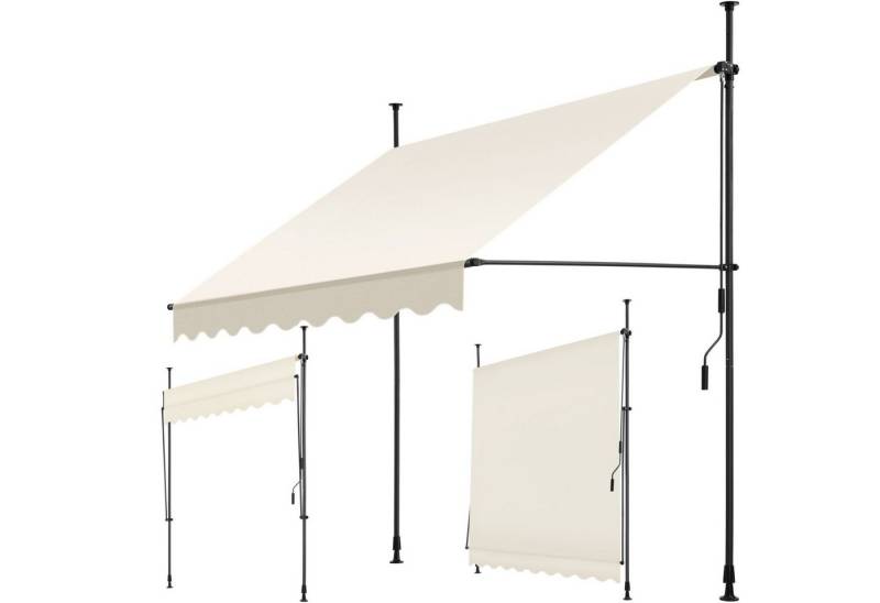 tectake Klemm-Senkrechtmarkise Klemmmarkise mit Handkurbel von tectake