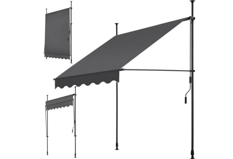 tectake Klemm-Senkrechtmarkise Klemmmarkise mit Handkurbel von tectake