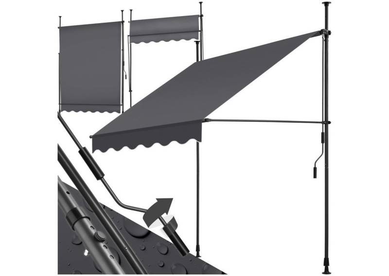tectake Klemm-Senkrechtmarkise Klemmmarkise mit Handkurbel von tectake
