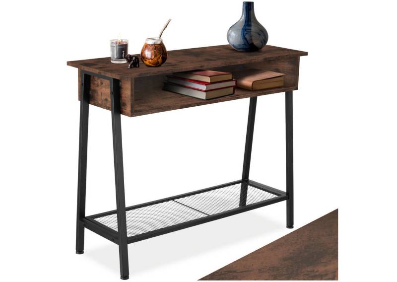 tectake Konsolentisch Beistelltisch Tralee 100x35x80,5cm (1-St., 1 tlg), Schmaler Konsolentisch im puristischen Factory-Chic von tectake