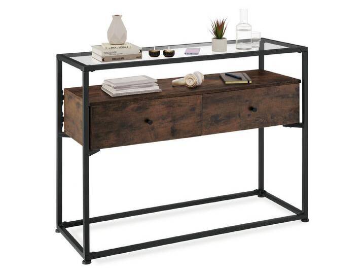 tectake Konsolentisch Beistelltisch Reading 101,5x41,5x80,5cm (1-St., 1 tlg), Stilvoller Konsolentisch im charmanten Industrie-Chic, braun von tectake