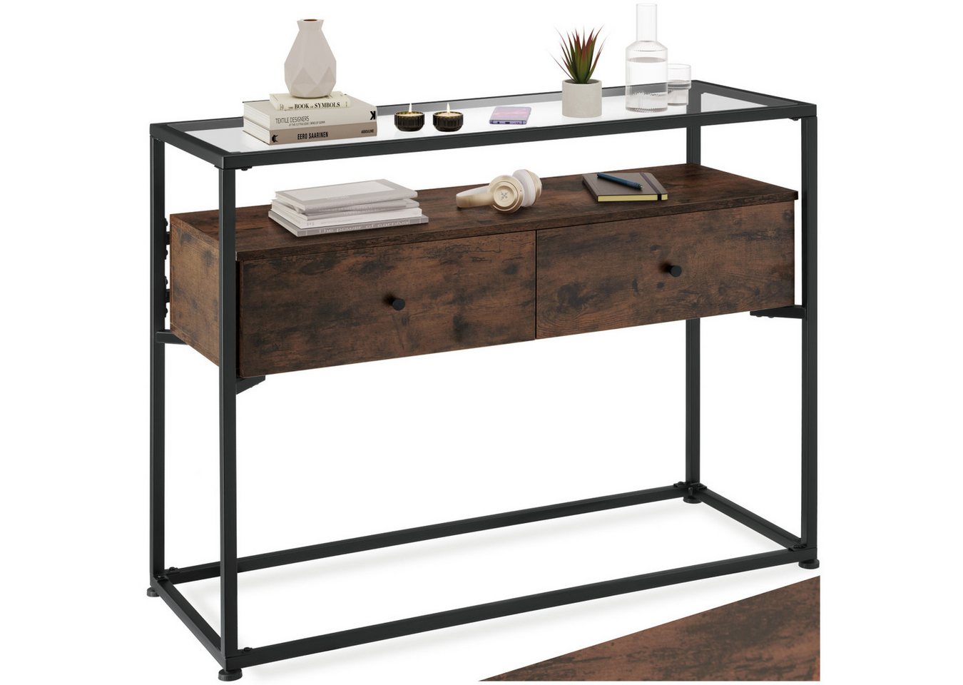 tectake Konsolentisch Beistelltisch Reading 101,5x41,5x80,5cm (1-St., 1 tlg), Stilvoller Konsolentisch im charmanten Industrie-Chic von tectake