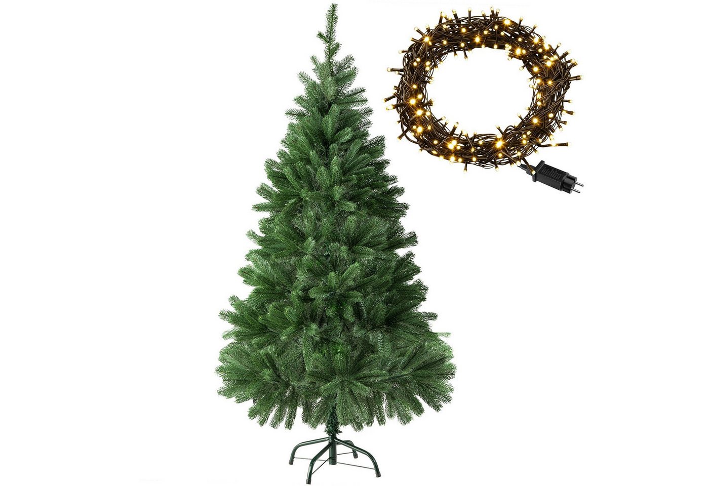 tectake Künstlicher Weihnachtsbaum Set Weihnachtsbaum mit Lichterkette, Undekorierter/Unbeleuchteter Baum, künstlich, Spritzguss von tectake