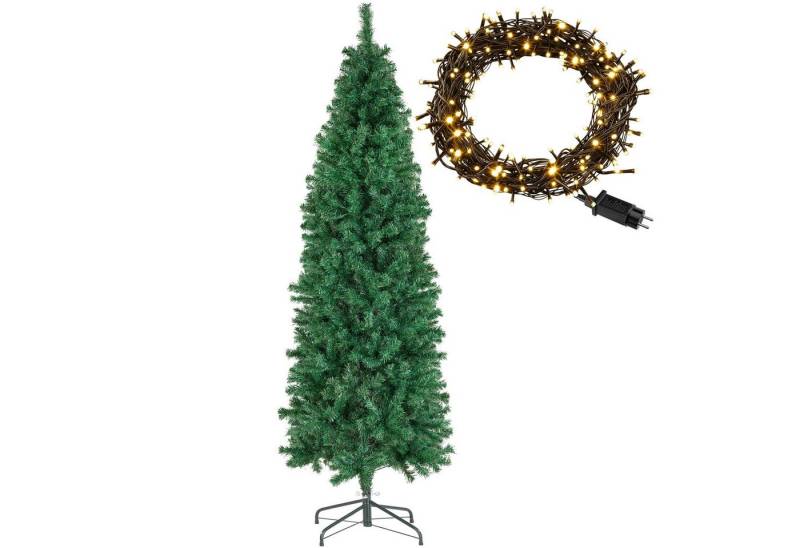 tectake Künstlicher Weihnachtsbaum Set Weihnachtsbaum mit Lichterkette, Undekorierter/Unbeleuchteter Baum, verschiedene Größen, künstlich in Grün, mit dichten Nadeln von tectake