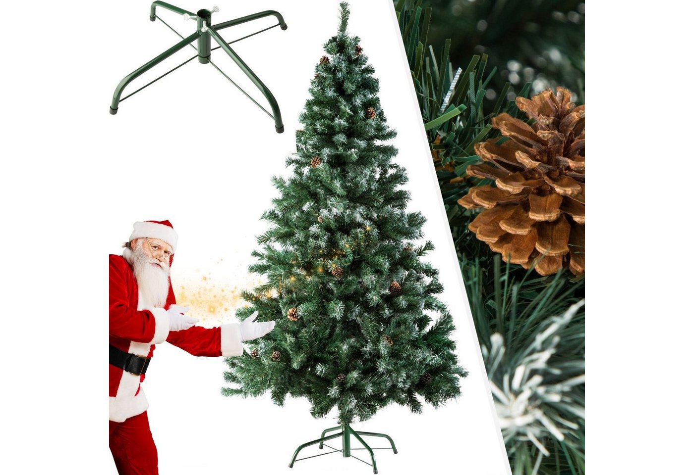 tectake Künstlicher Weihnachtsbaum Weihnachtsbaum künstlich mit Zapfen und, Undekorierter/Unbeleuchteter Baum von tectake