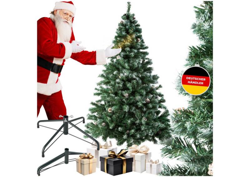 tectake Künstlicher Weihnachtsbaum Christbaum künstlich Tannenbaum 180 cm Kiefernzapfen Grün, Undekorierter/Unbeleuchteter Baum, 180 cm, künstlich mit Zapfen von tectake
