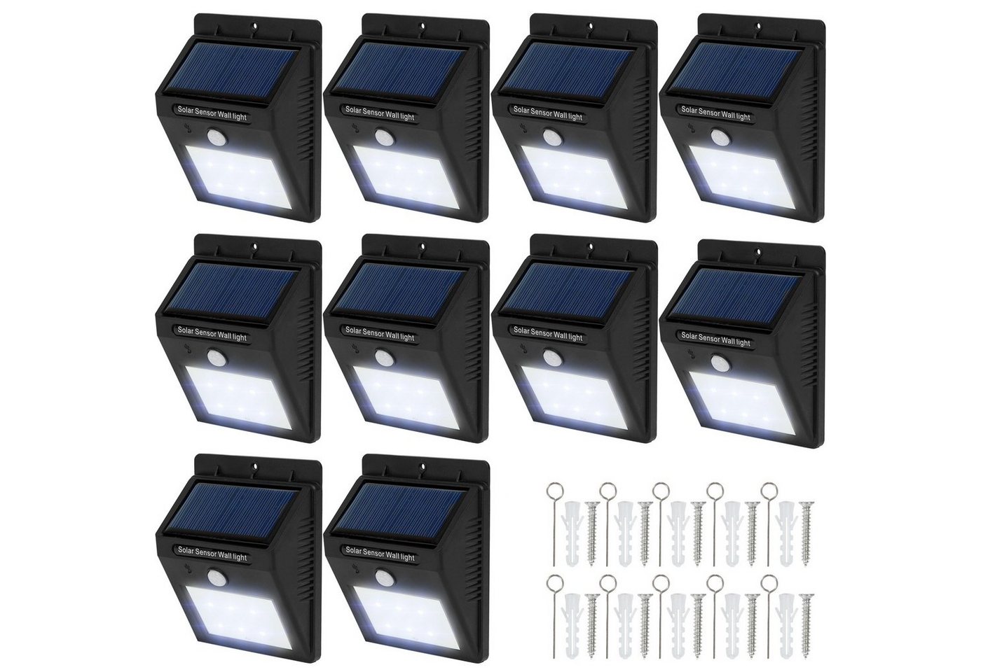 tectake LED Gartenstrahler 10 LED Solar Leuchten mit Bewegungsmelder, Bewegungsmelder, LED, Energiesparend von tectake