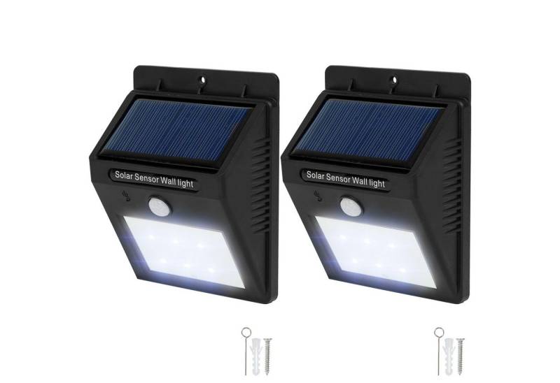 tectake LED Gartenstrahler 2er-Set Solarlampe mit Bewegungsmelder, Bewegungsmelder, LED, Kaltweiß, Bewegungsmelder schaltet automatisch das Licht ein/aus von tectake