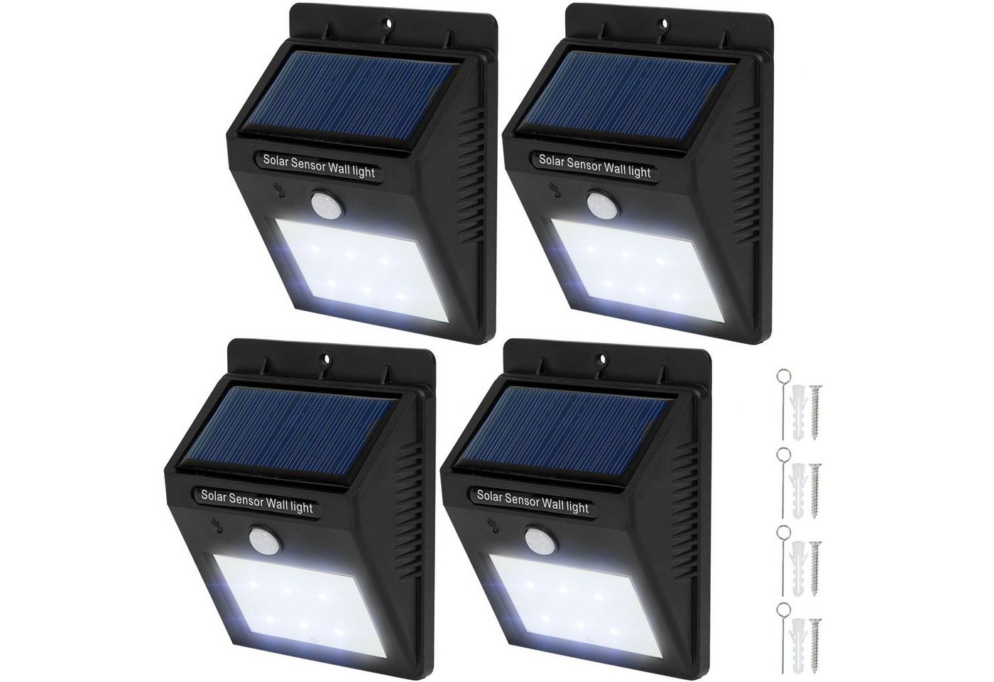 tectake LED Gartenstrahler 4 LED Solar Leuchten mit Bewegungsmelder, Bewegungsmelder, LED, Energiesparend von tectake