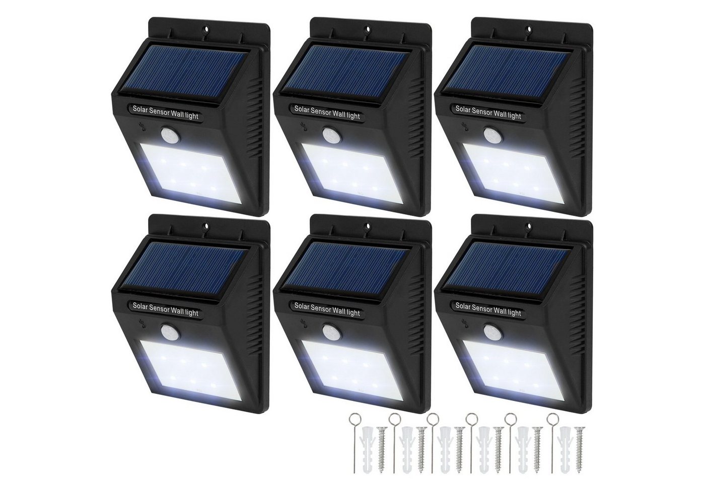 tectake LED Gartenstrahler 6 LED Solar Leuchten mit Bewegungsmelder, Bewegungsmelder, LED, Energiesparend von tectake