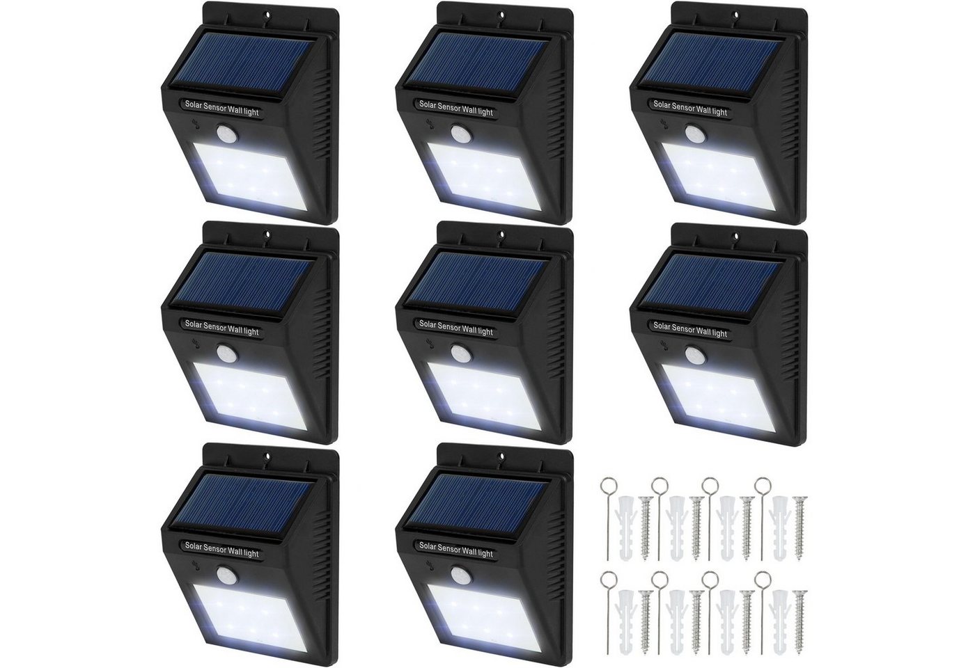 tectake LED Gartenstrahler 8 LED Solar Leuchten mit Bewegungsmelder, Bewegungsmelder, LED, Energiesparend von tectake