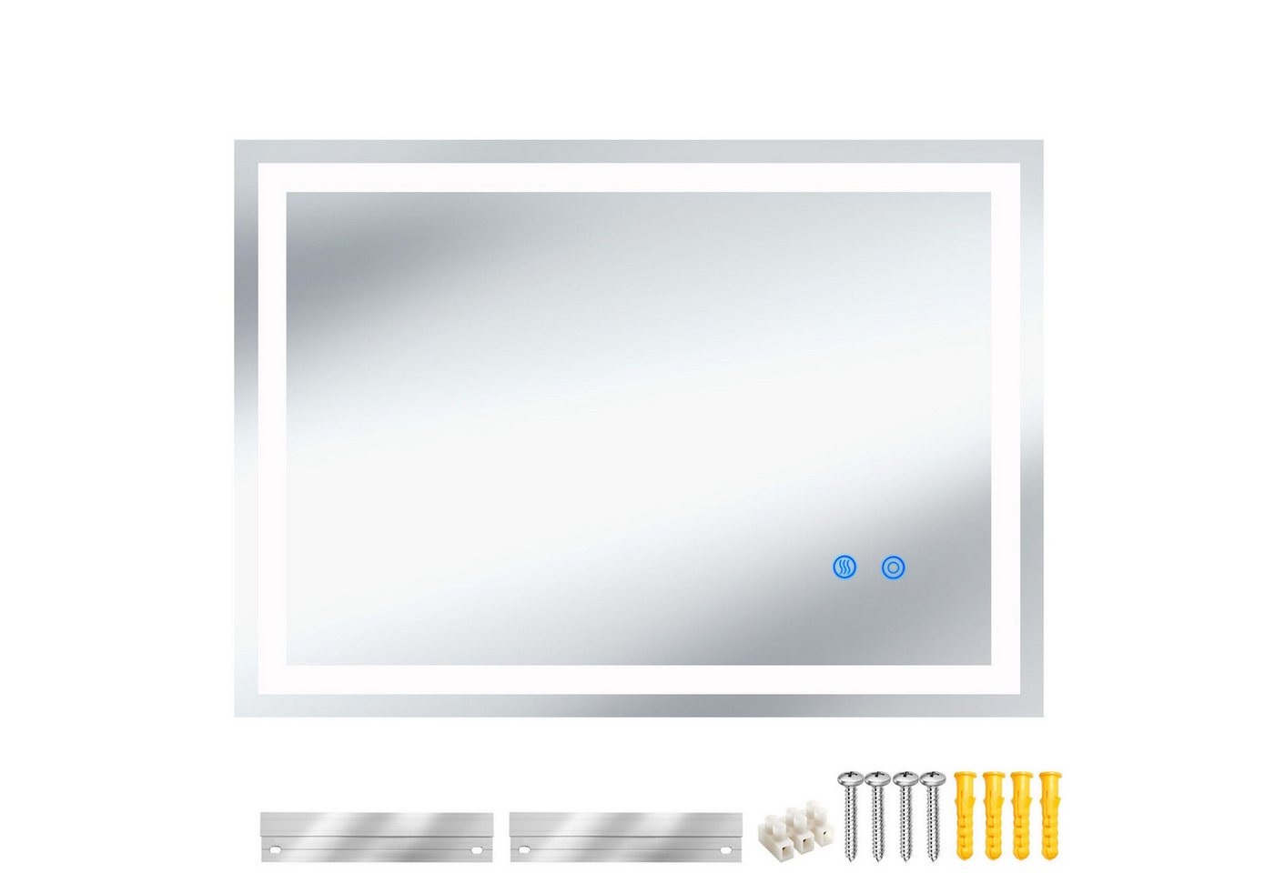 tectake LED-Lichtspiegel Rechteckiger LED Badezimmerspiegel, rahmenloses Design in 3 Größen von tectake