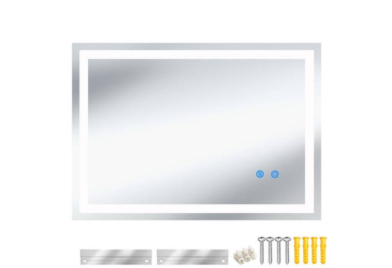 tectake LED-Lichtspiegel Rechteckiger LED Badezimmerspiegel, rahmenloses Design in 3 Größen von tectake