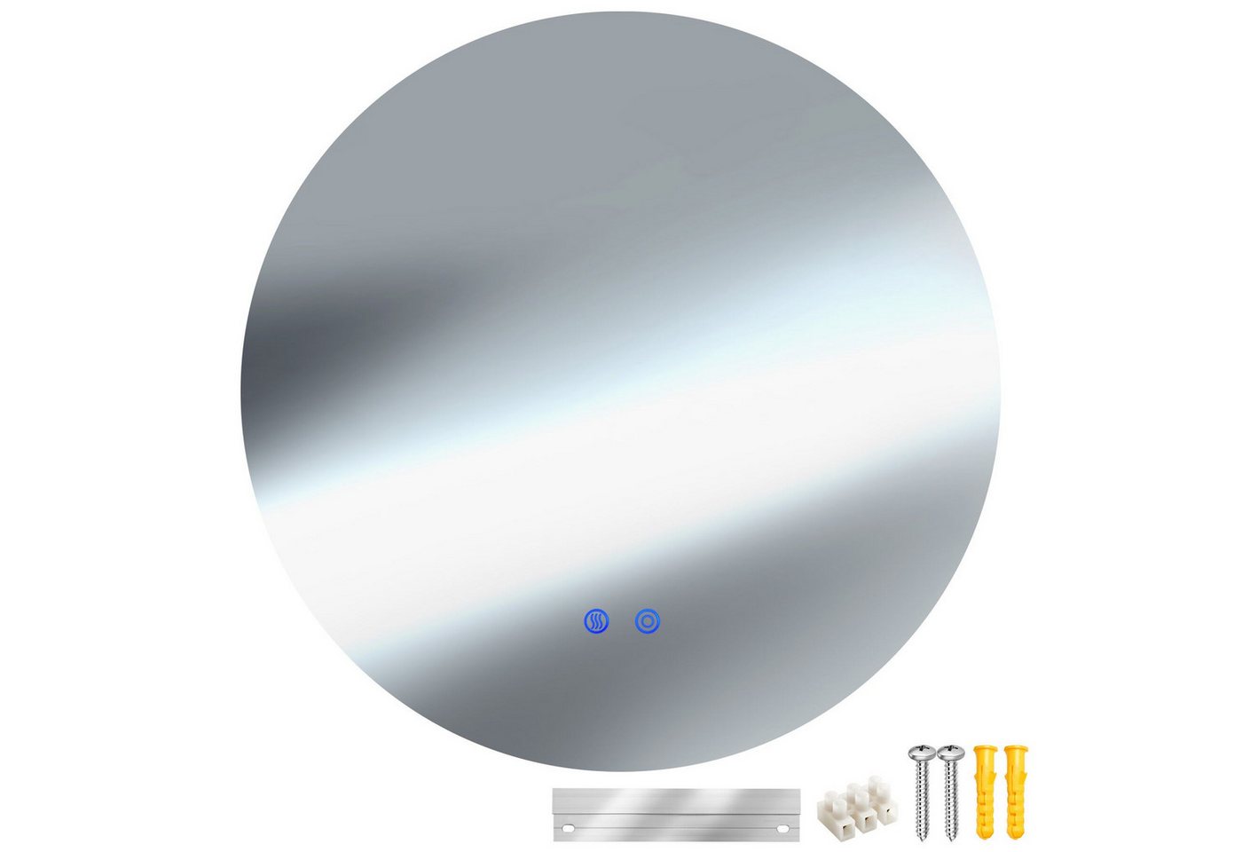 tectake LED-Lichtspiegel Runder LED Badezimmerspiegel, rahmenloses Design in 3 Größen von tectake