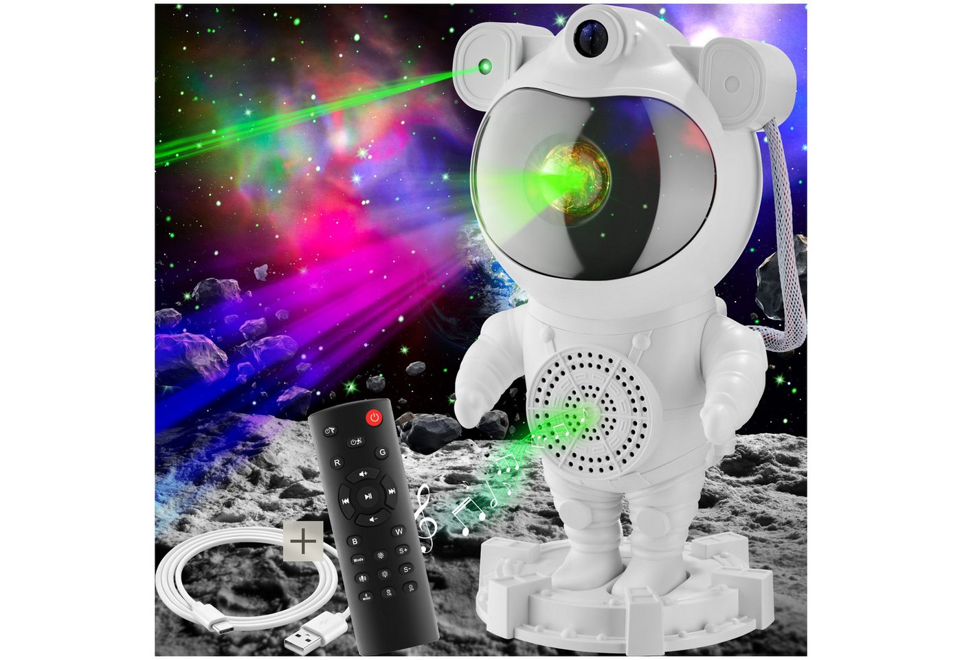 tectake LED Nachtlicht LED-Sternenhimmel-Projektor, 360° drehbarer Kopf, mit Sternen, Mond und Nebel tectake LED Nachtlicht LED-Sternenhimmel-Projektor, 360° drehbarer Kopf, mit Sternen, Mond und Nebel von tectake
