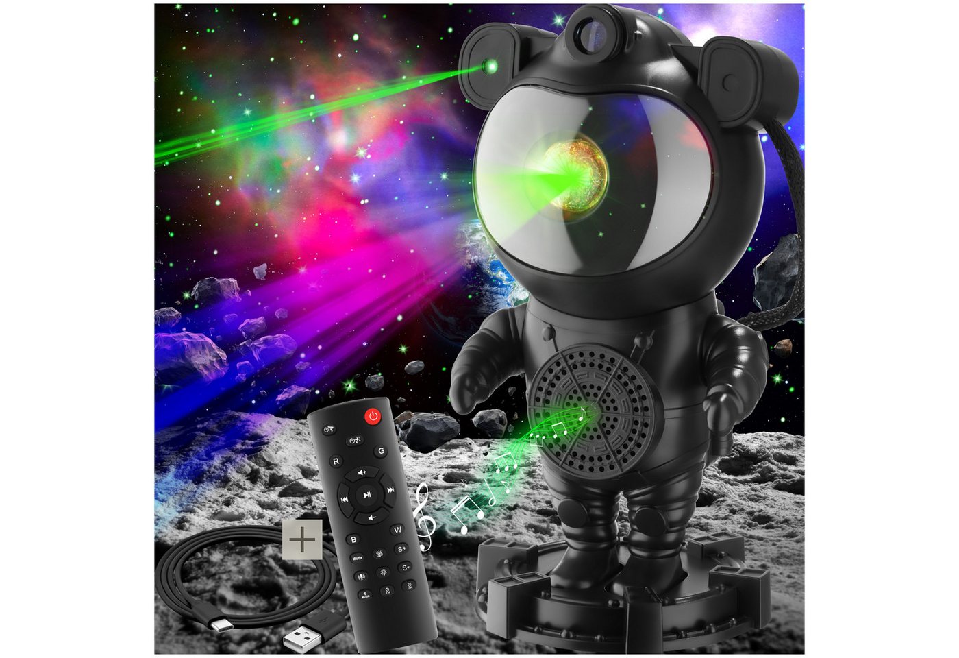 tectake LED Nachtlicht LED-Sternenhimmel-Projektor, 360° drehbarer Kopf, mit Sternen, Mond und Nebel tectake LED Nachtlicht LED-Sternenhimmel-Projektor, 360° drehbarer Kopf, mit Sternen, Mond und Nebel von tectake