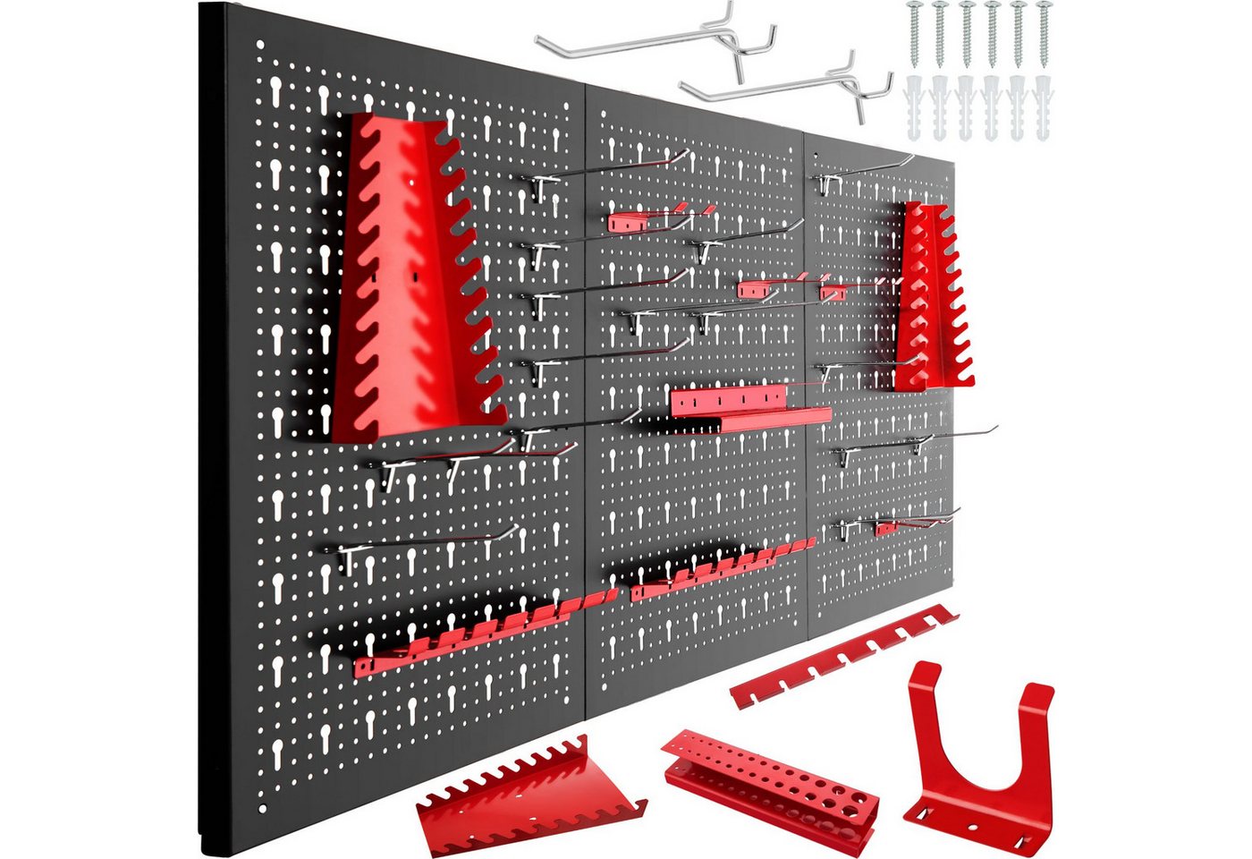 tectake Lochwand Werkzeuglochwand mit 25 Haken und Halterungen von tectake