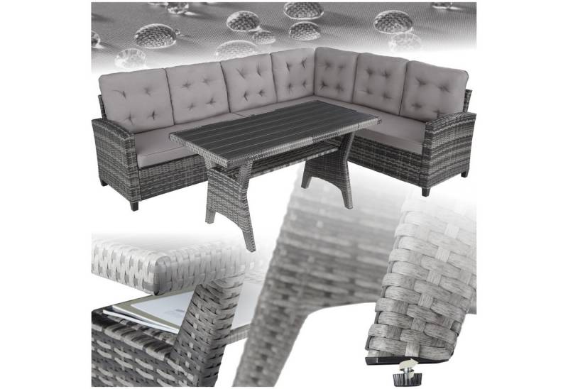 tectake Loungeset Rattan Lounge, (Set, 3-tlg), Stabiles Gestell aus robustem Stahl von tectake