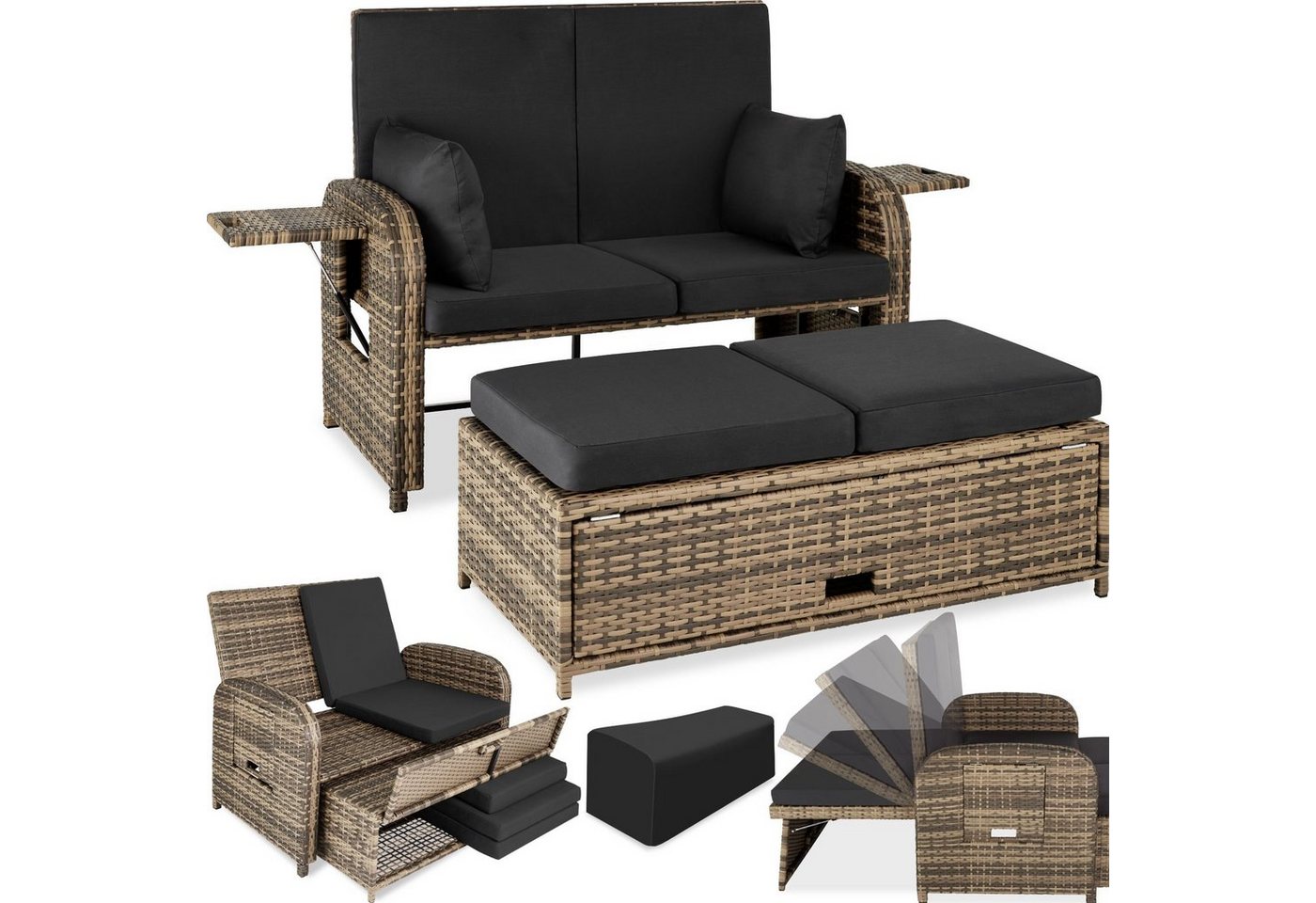 tectake Loungeset Kreta, (Set, 2-tlg) von tectake