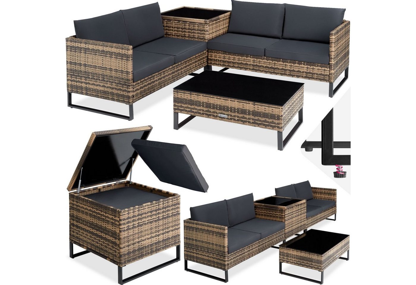 tectake Loungeset Ostuni, (Set, 4-tlg), individuell kombinierbar von tectake