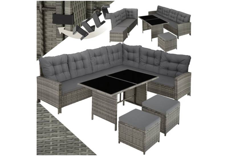 tectake Loungeset Rattan Lounge, (Set., 1-tlg), Stabiles Gestell aus robustem Stahl von tectake