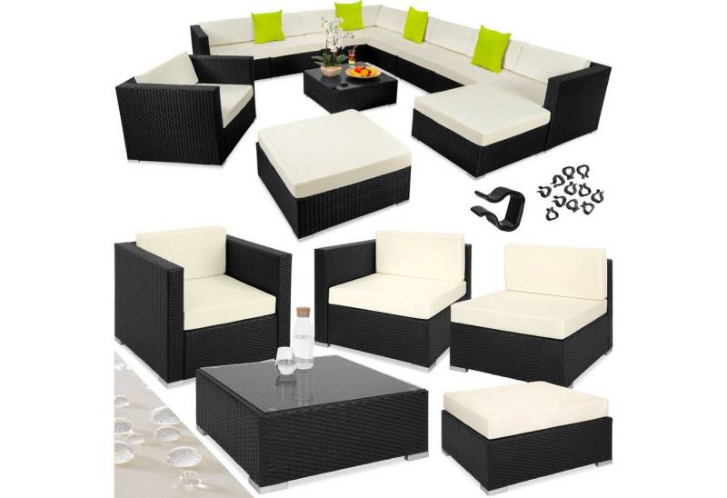 tectake Loungeset Rattan Lounge, (Set., 12-tlg), Weiche Sitzpolster, ca. 10 cm dick, abnehmbar, bequem von tectake