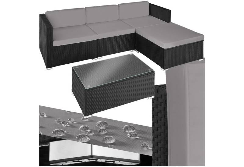 tectake Loungeset Rattan Lounge, (Set., 5-tlg), Robustes Gestell aus Stahl von tectake