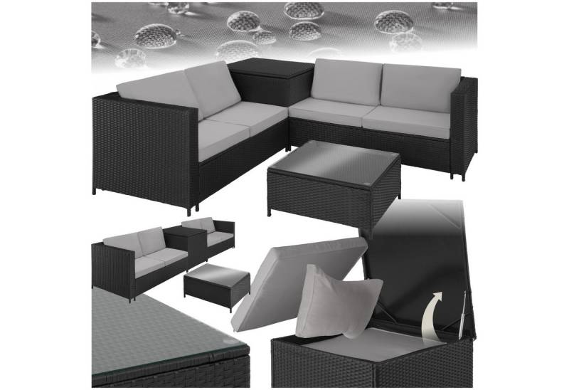 tectake Loungeset Rattan Lounge, (Set., 5-tlg), Robustes Gestell aus Stahl von tectake