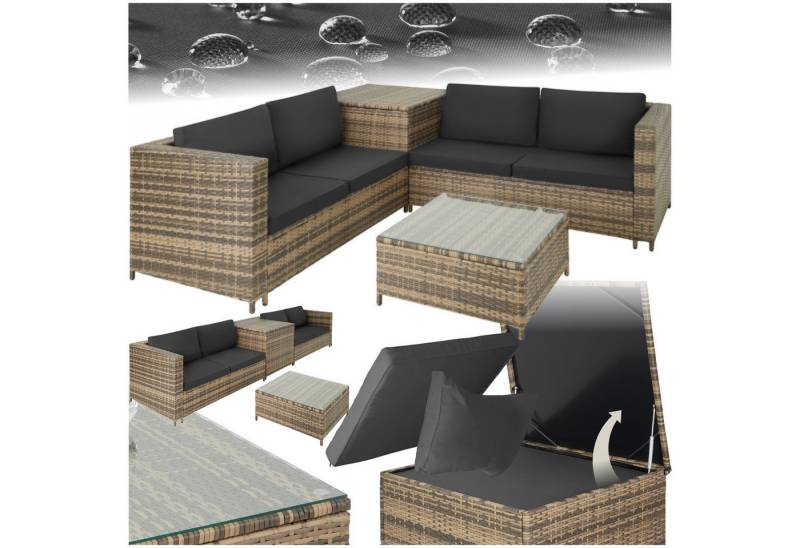 tectake Loungeset Rattan Lounge, (Set., 1-tlg), Robustes Gestell aus Stahl von tectake