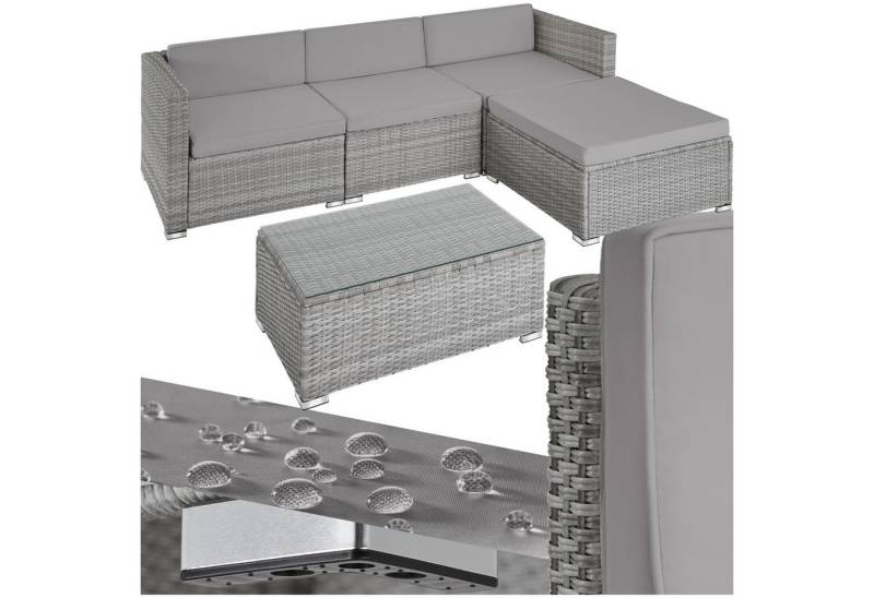 tectake Loungeset Rattan Lounge, (Set., 5-tlg), Robustes Gestell aus Stahl von tectake