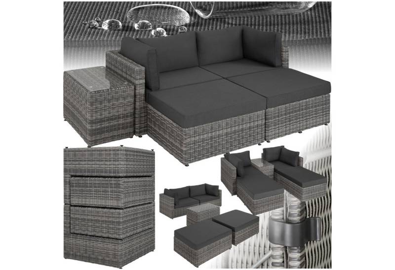 tectake Loungeset Rattan Lounge, (Set., 5-tlg), Robustes Gestell aus leichtem Aluminium von tectake