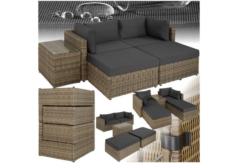 tectake Loungeset Rattan Lounge, (Set., 5-tlg), Robustes Gestell aus leichtem Aluminium von tectake