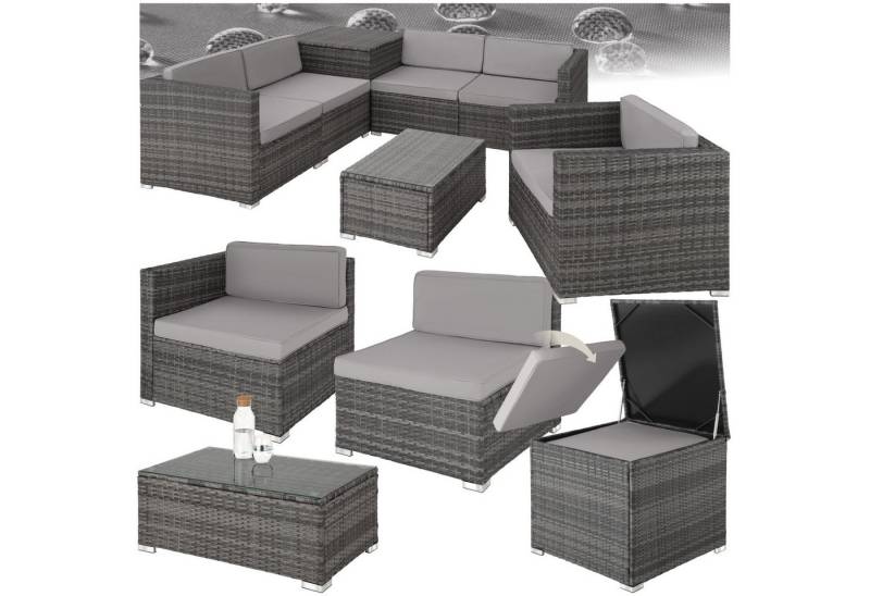 tectake Loungeset Rattan Lounge, (Set., 7-tlg), Robustes Gestell aus Stahl von tectake
