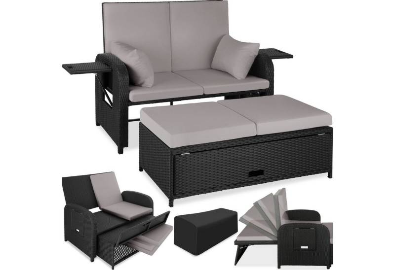 tectake Loungeset Rattan Sofa, (Set., 2-tlg), 6-fach höhenverstellbare Rückenlehne von tectake
