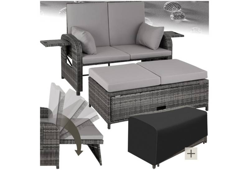 tectake Loungeset Rattan Sofa, (Set., 2-tlg), 6-fach höhenverstellbare Rückenlehne von tectake