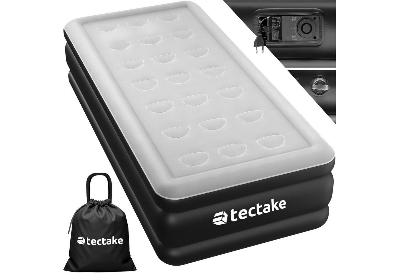 tectake Luftbett Aufblasbare Matratze, (für 1 oder 2 Personen, Komplettset), Aufblasbare Matratze AirDreams mit Elektropumpe von tectake