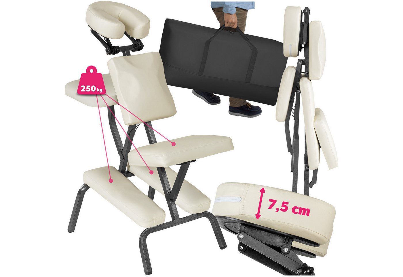 tectake Massagesessel Massagestuhl, klappbar von tectake