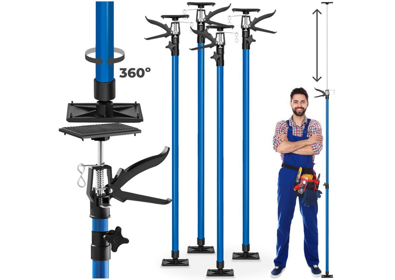 tectake Montageklemme 4er-Set Teleskopstützen, B: 7,00 cm, L: 18,00 cm, stufenlos höhenverstellbar tectake Montageklemme 4er-Set Teleskopstützen, B: 7,00 cm, L: 18,00 cm, stufenlos höhenverstellbar von tectake