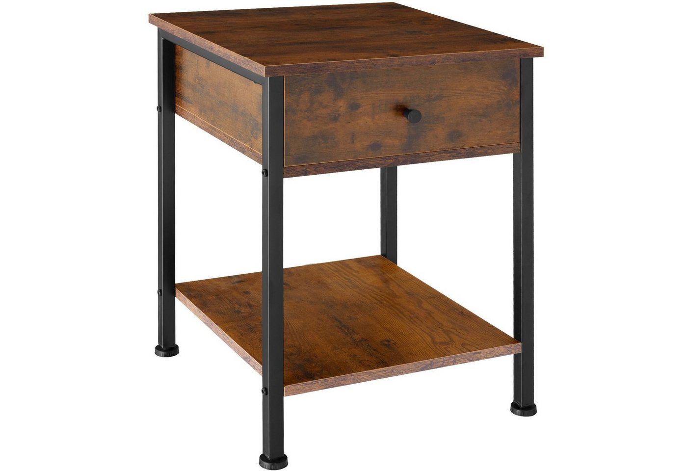 tectake Nachttisch Beistelltisch Bradford 40x40x55,5cm (1-St., 1 tlg), Kantiger Nachttisch im rauen Industrie-Stil von tectake