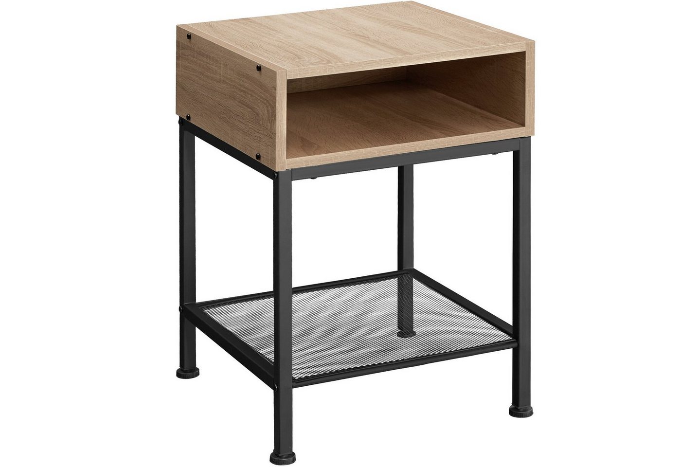 tectake Nachttisch Beistelltisch Harlow 40,5x40,5x59cm (1-St., 1 tlg), Quadratischer Nachttisch im markanten Industrie-Chic von tectake