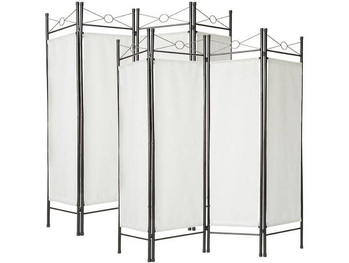 tectake Paravent 2er-Set Raumteiler, 4-teiliger Blickschutz, weiß von tectake