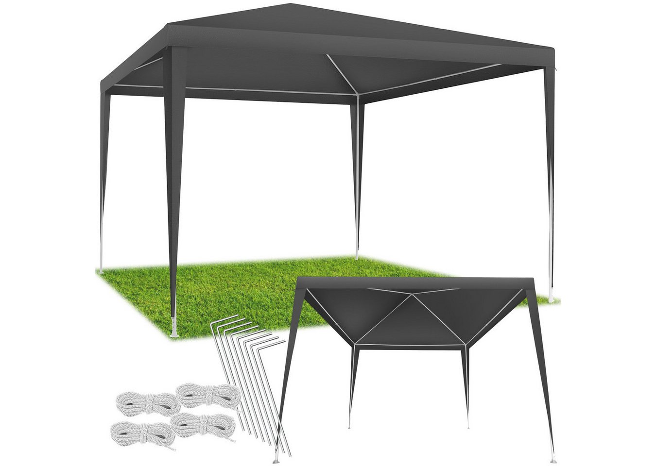 tectake Pavillon Farah, mit 0 Seitenteilen, (300 x 300 x 250 cm, Komplettset), im Stecksystem von tectake