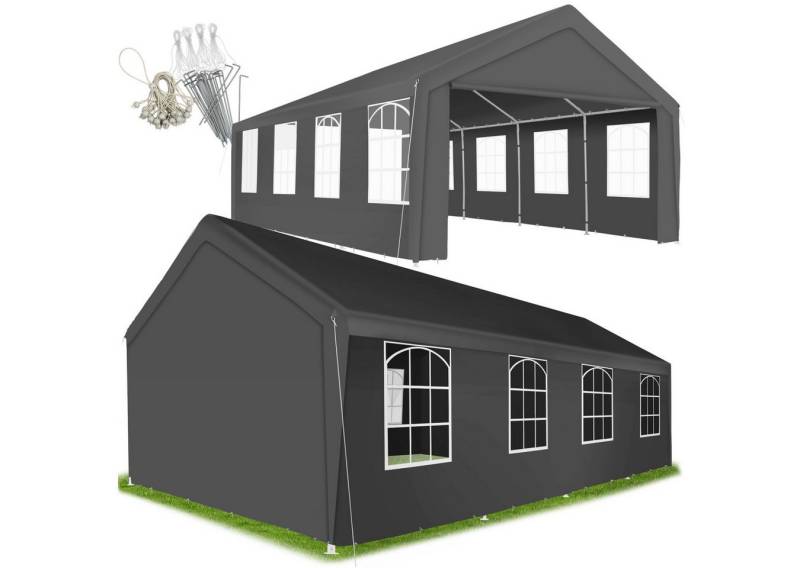 tectake Pavillon Partyzelt, mit 4 Seitenteilen, (800 x 400 x 315 cm, Komplettset), im Stecksystem von tectake