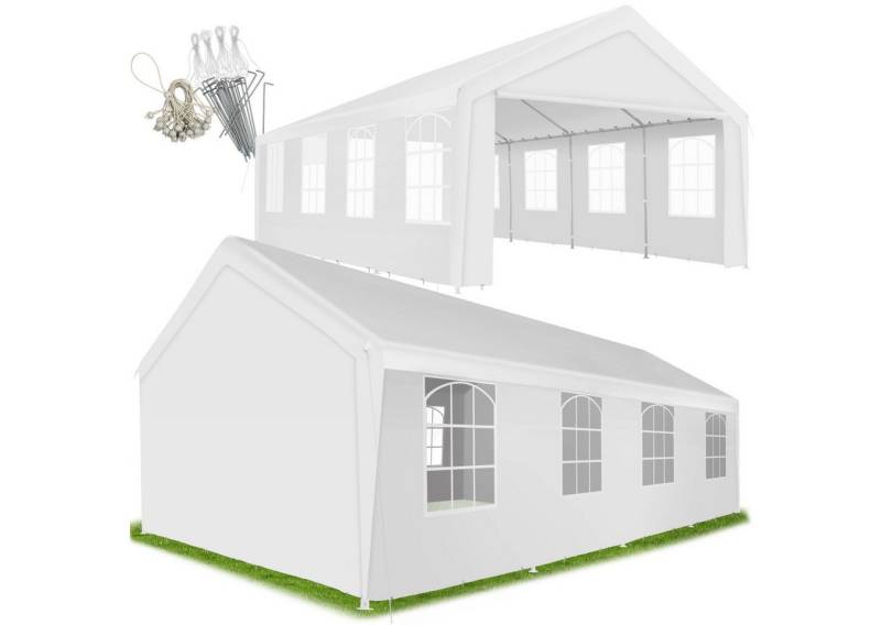 tectake Pavillon Partyzelt, mit 4 Seitenteilen, (800 x 400 x 315 cm, Komplettset), im Stecksystem von tectake