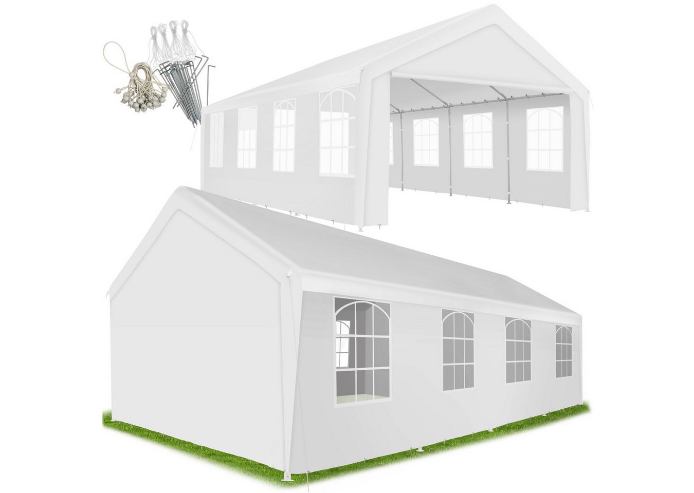 tectake Pavillon Partyzelt, mit 4 Seitenteilen, (800 x 400 x 315 cm, Komplettset), im Stecksystem von tectake