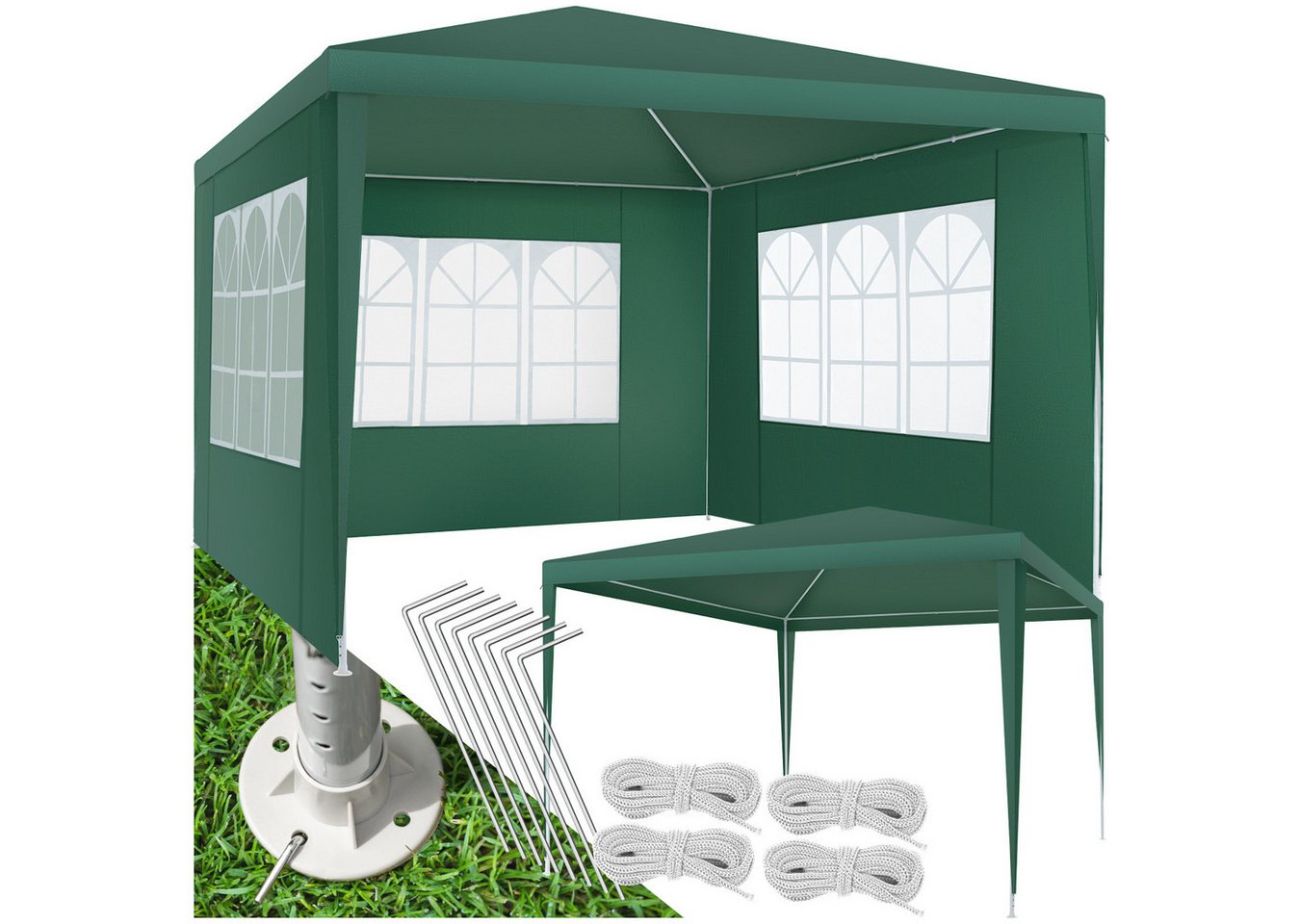 tectake Pavillon Terrassenüberdachung Borientalischan 3x3m mit 3 Seitenteilen, mit 3 Seitenteilen, (300 x 300 x 250 cm, Komplettset), wasserdicht von tectake