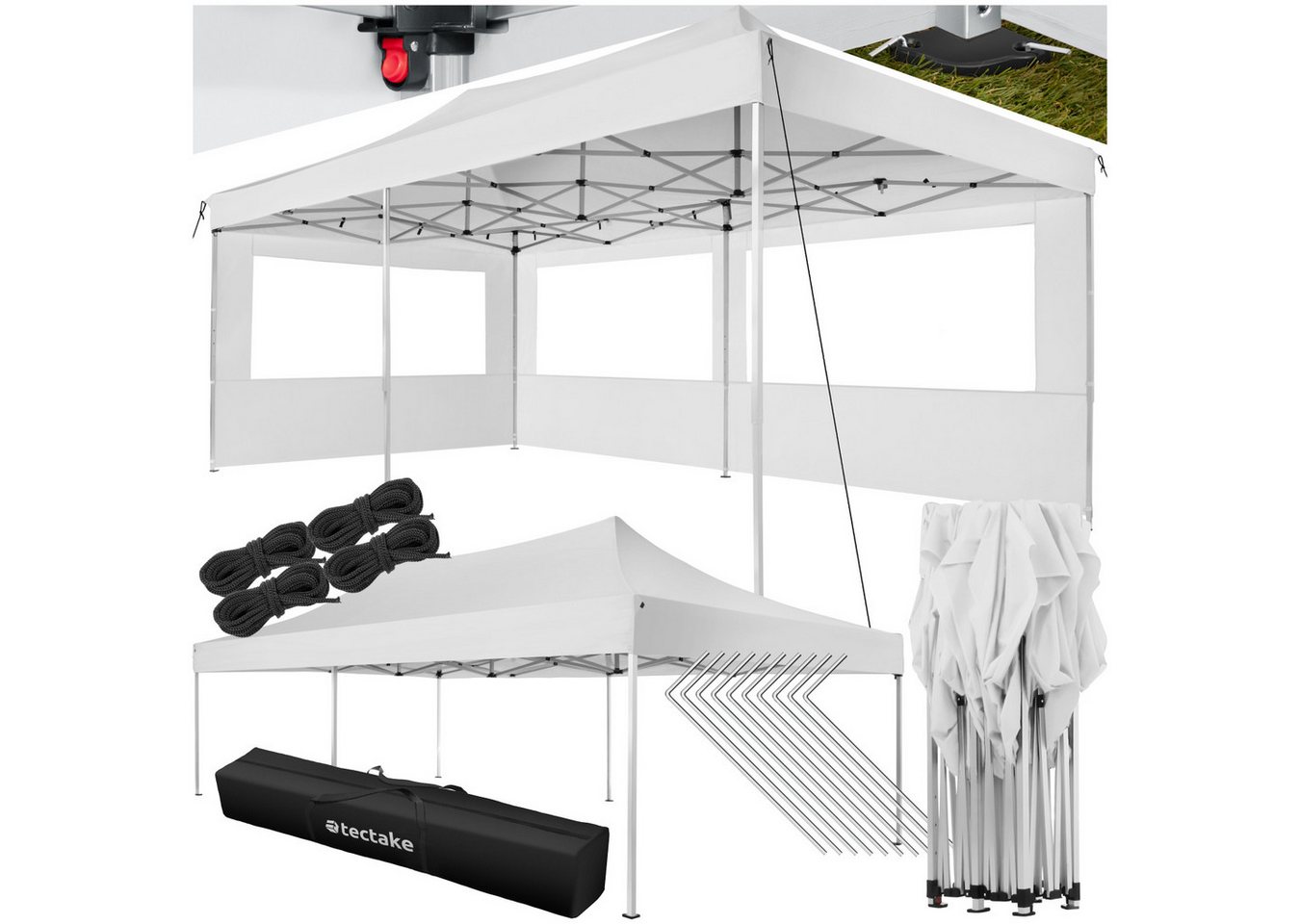 tectake Pavillon Viola, mit 3 Seitenteilen, (600 x 300 x 310 cm, Komplettset), wasserdicht von tectake