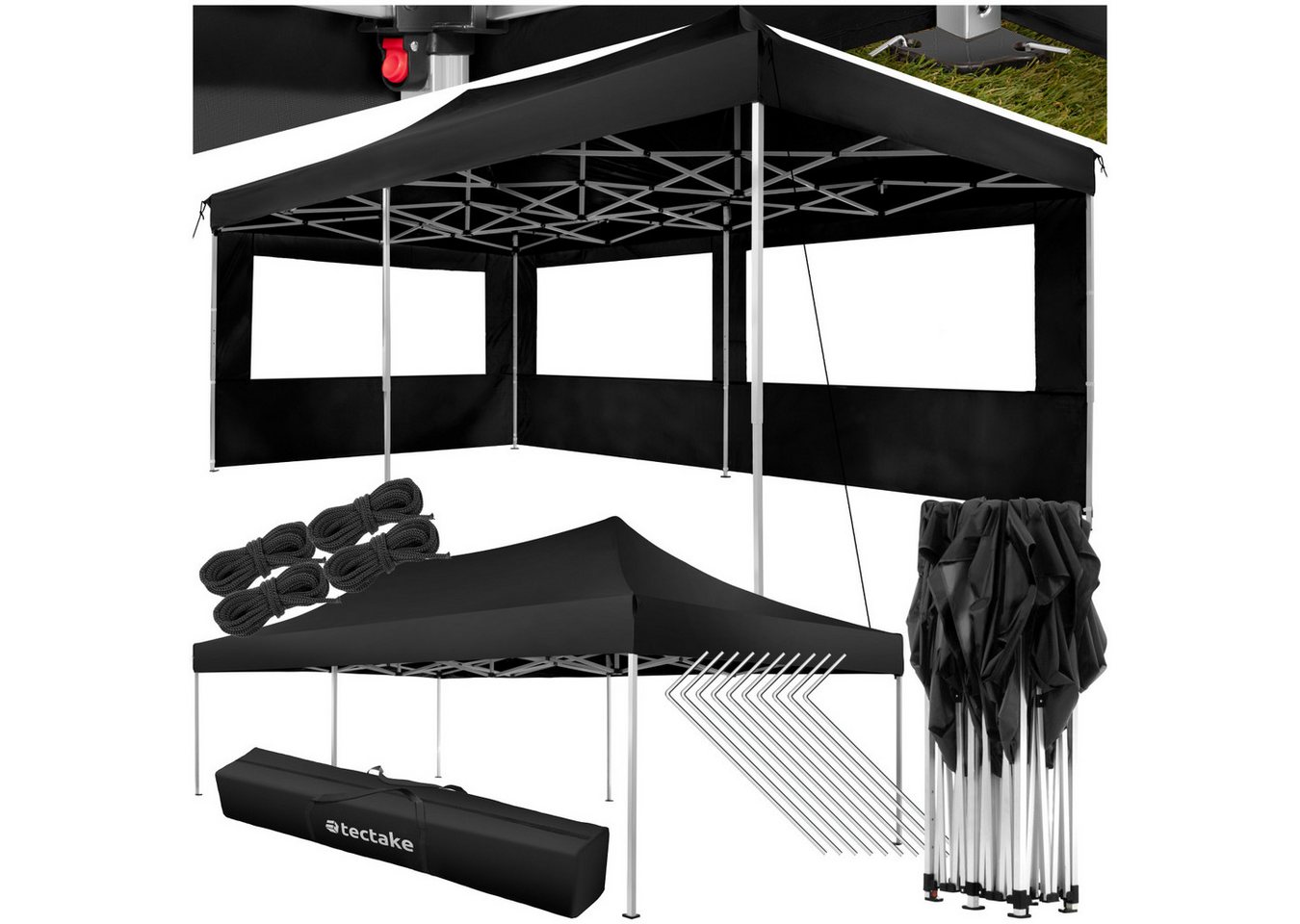 tectake Pavillon Viola, mit 3 Seitenteilen, (600 x 300 x 310 cm, Komplettset), wasserdicht von tectake