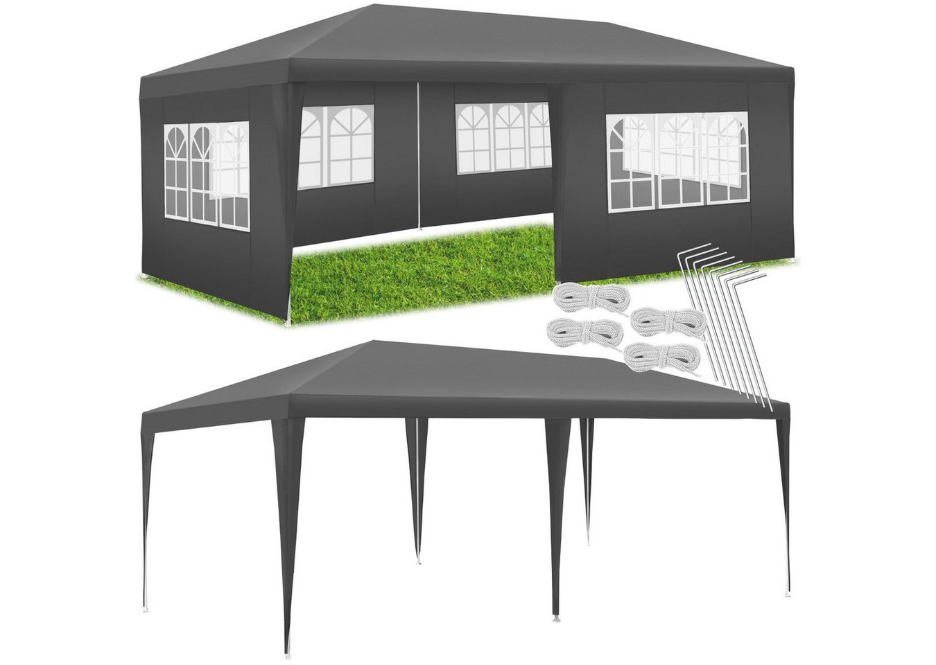 tectake Pavillon Vivara, mit 5 Seitenteilen, (Set inkl. Seitenteile), mit Fenster von tectake